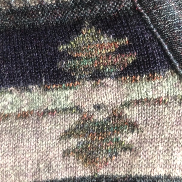 Vintage 90s Aztec Southwestern Wool Blend V-Neck Sweater XXL - Picture 4 of 9